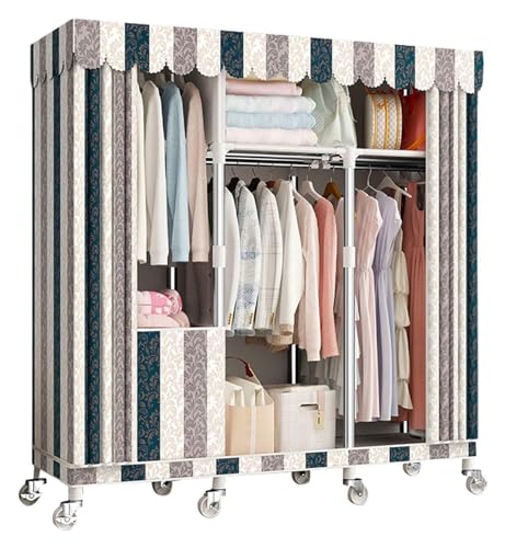 Guardaroba Portatile, Guardaroba Portatile in Tela con Asta Appendiabiti, Organizzatore per Armadio in Tessuto per Camera da Letto, Soggiorno,C-125x45x170cm(Animal Horse)