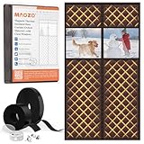 MAGZO Winter Door Curtain Cold Resistant with Perspective Window, 36" x 80", Oxford Filled with Thicken Cotton, Insulation Cover Blanket for Household/Sliding Glass/Patio Doors, Strong Magnets, Brown