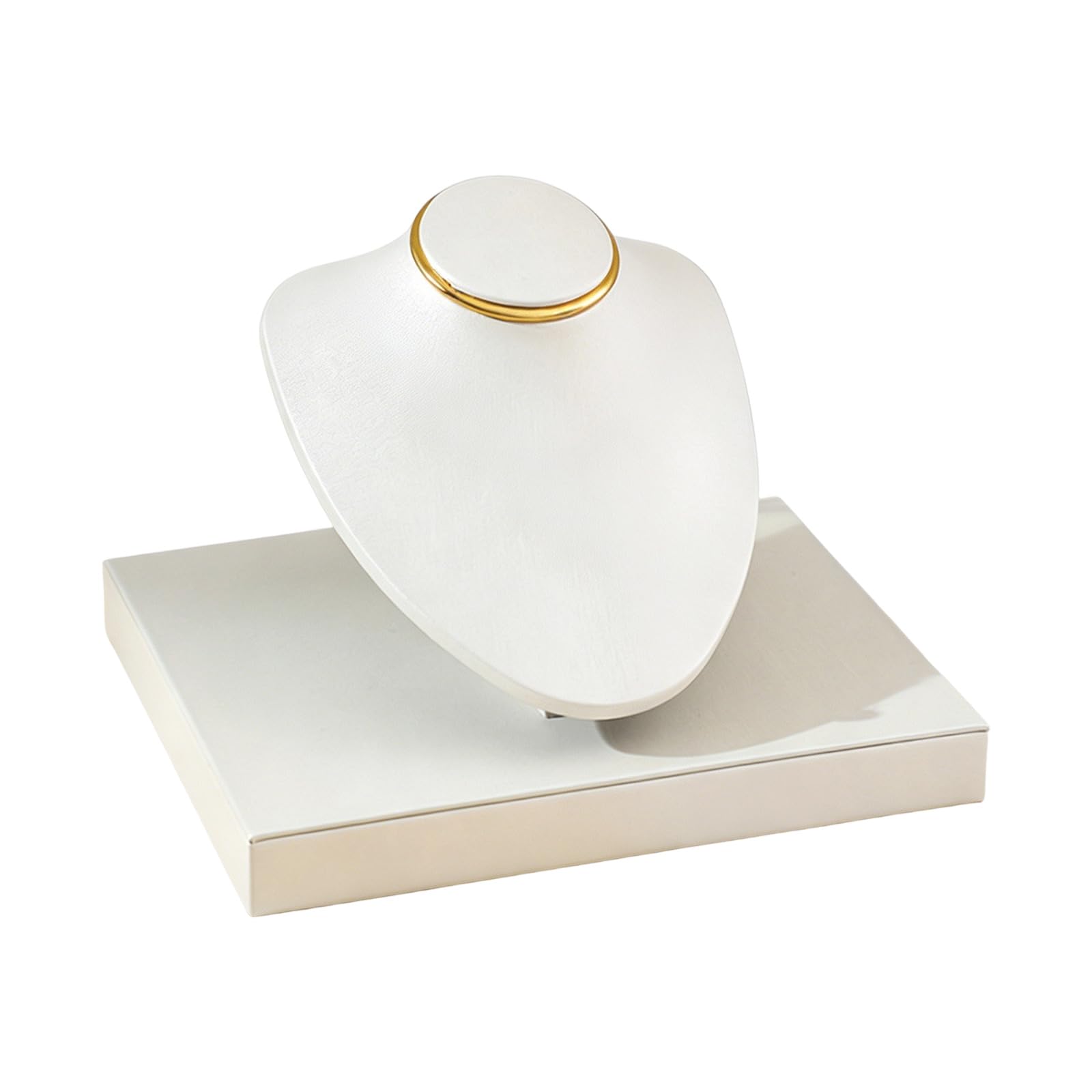 Shntig White Jewelry Display Bust Stand With Angled Form And Square Base For Necklace Presentation, Counter Display, And Photos Pendant Holder Necklace Presentation Bust Form Countertop Retail Photo Table Jewelry
