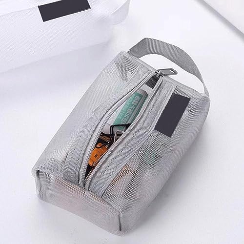 Wmool 2023 New Portable Square Mesh Storage Bag, Portable Mesh Cosmetic Bags Mesh Coin Purse Small, Mesh Makeup Bag with Zipper Mesh Cosmetic Bag2