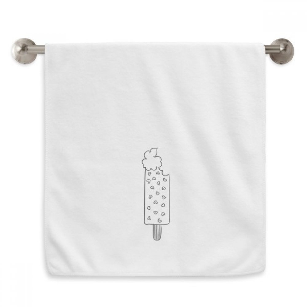 Serviette moelleuse cœur noir 33x74 cm débarbouillette blanche en coton