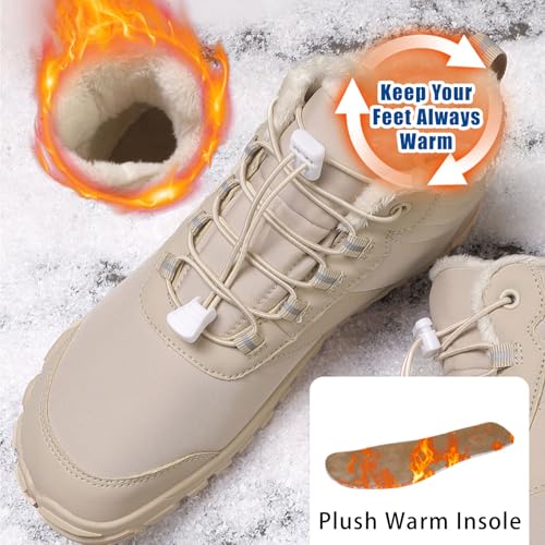 Image of Men's Women's Winter Barefoot Hiking Boots, Slip On Warm Zero Drop Snow Boots, Wide Toe Box Booties, Waterproof Shoes Sneakers Hike Shoes for Hiking Walking Outdoor Unisex