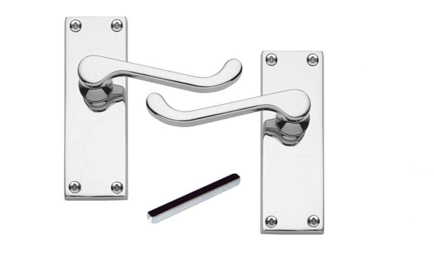 Jiyo.outdoor Polished Chrome 1 Pair Of Victorian Scroll Lever Latch Door Handles 120Mm Long