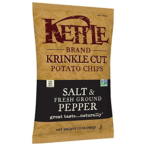 Image of Kettle Brand Potato Chips, Krinkle Cut Salt and Pepper Bags, 13 Ounce (Pack of 5)