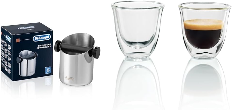 De'Longhi Knock Box for Espresso Grounds, Easy & Mess-Free Disposal of Coffee Puck & DLSC058 Coffee Tamper