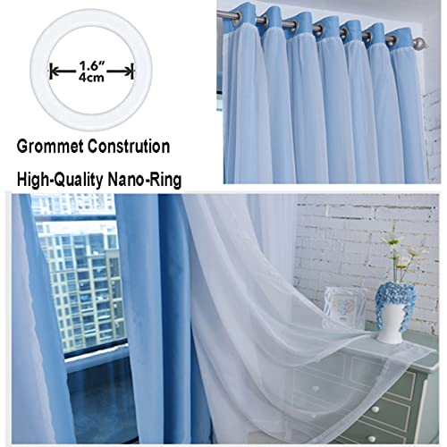 Cortinas opacas con gasa transparente suave de tul y refinada cenefa superior 3