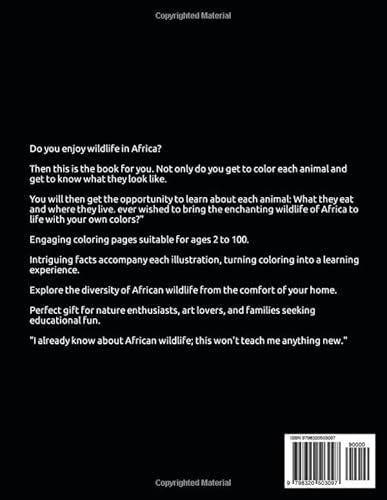 Coloring the Wildlife of Africa: An Assortment of African Animals, awaiting your hues, with knowledg