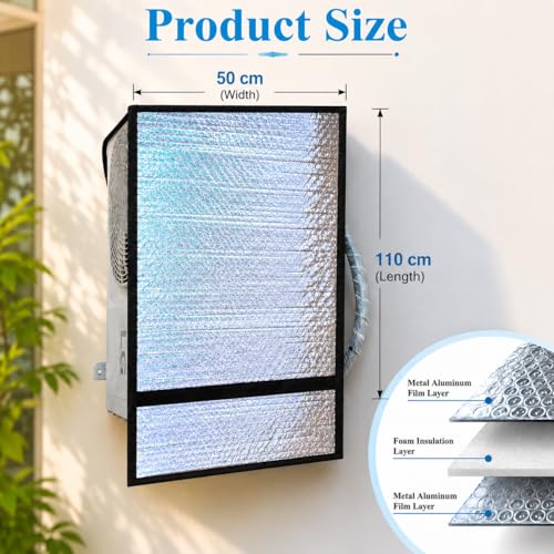 Image of AC Outdoor Unit Protector | Split AC Compressor Cover | Outdoor AC Unit Sun Protector | Waterproof AC Sun Shade Cover for All AC Brands | Dust, Heat & Bird Dropping Protection (2 Ton)