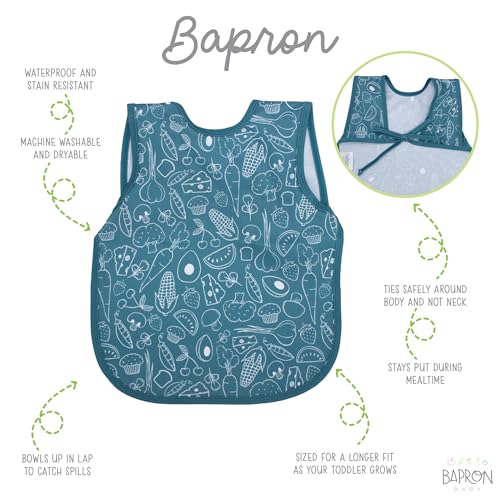 BapronBaby Neutral Foodie Bapron - No Neck Tie Safer Bib for Baby & Toddler - Soft Waterproof Stain Resistant - Machine Washable - Sz Baby/Toddler 6m-3T2