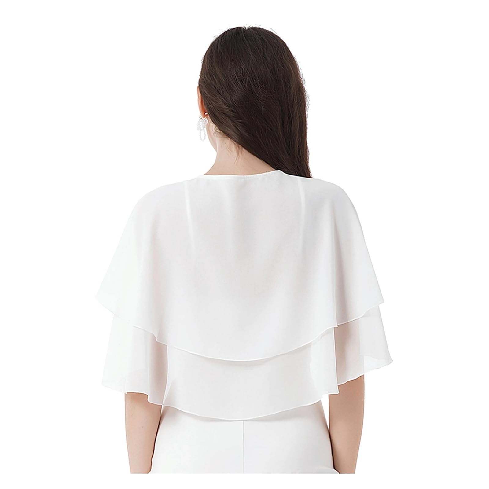 Boléro en Mousseline Châle de mariée en Mousseline Soie, Cape, Veste, boléro, Accessoires Mariage, soirée, Bal, châle(Wine Red)