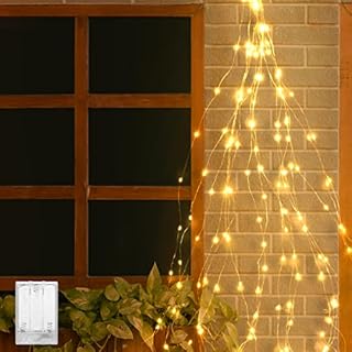Waterfall Tree Fairy Lights, TacoBey 24 Strands 240 LED Hanging Vine Tree Lights, Waterfall Branch Fairy Lights Battery Operated, Fairy Spray Light for Christmas Wedding Garden Tree Decorations - Warm