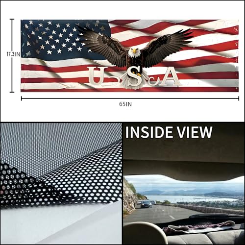 Image of Rear Window Decals for Trucks - 65x17.3 in Back Window Decals Fit Most Pickup Trucks SUV, Vinyl American Flag Back Window Decal Truck Rear Window Graphics for Personalized Decoration