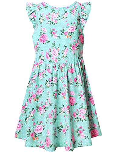 Girls Flutter Sleeve Unicorn Mermaid Dresses Summer Party Beach Hawaiian Clothes2