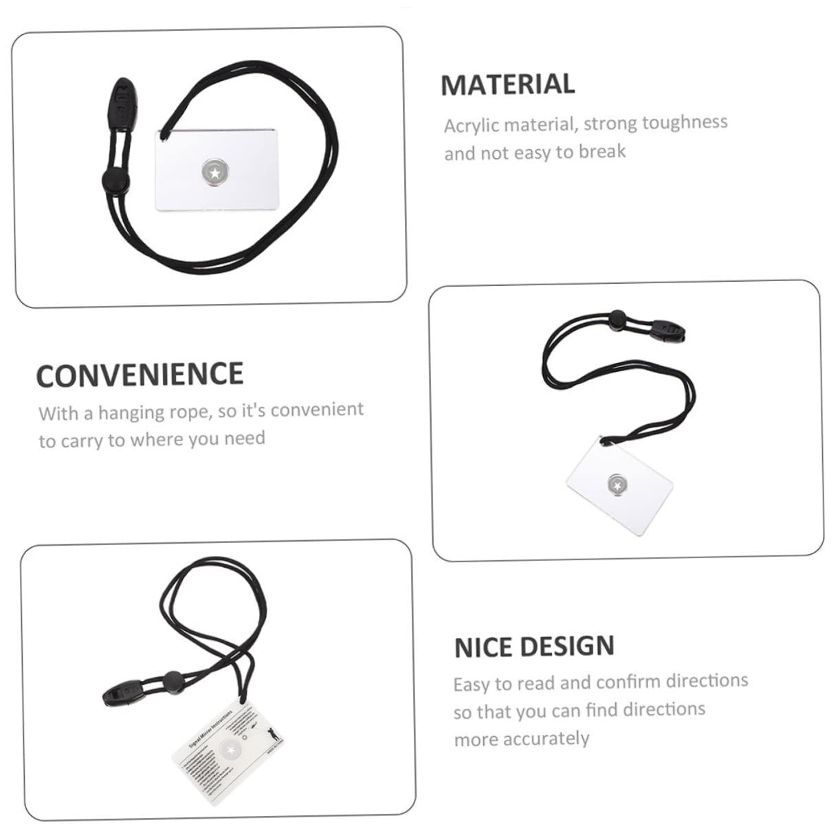 Toddmomy 6pièces Miroir De Signalisation De Survie Réfléchissant Pour Camping Et Situations Urgence Miroir Pratique Et Pour Randonnée Plein Air