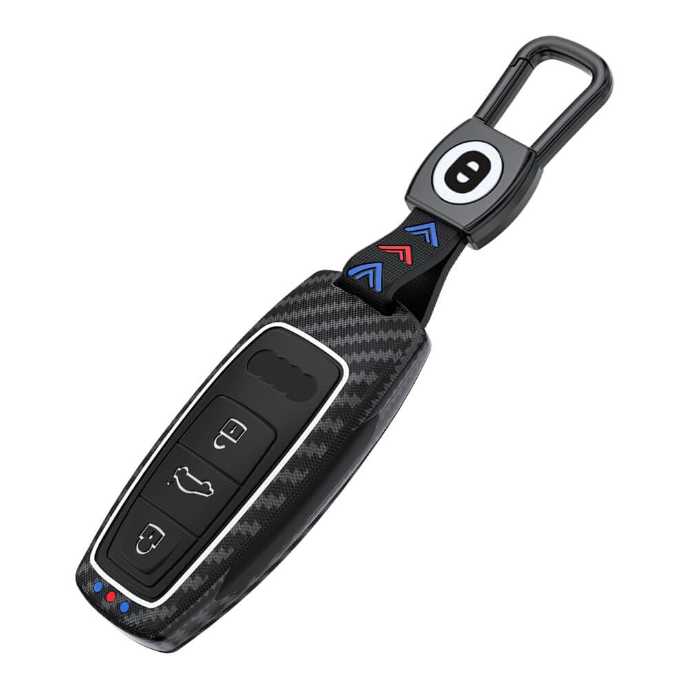 Keyzone ABS Key Cover for Audi A6, A7, A8, E-Tron Q8, SQ8, A3, Q7, S3, S6, SQ7, RS6, S7, RS7 Smart Key (Black)