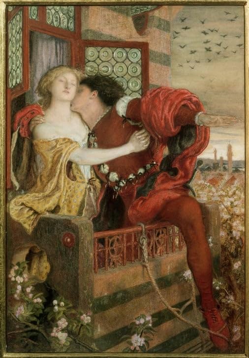 Tableau Roméo et Juliette de Madox Brown image sur toile décoration murale