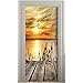 MLDFS Adhesivo para puerta autoadhesivo 3D con puesta de sol y amanecer, paisaje, papel pintado de PVC, resistente al agua, imágenes de pared extraíbles para dormitorio o salón (88 x 200 cm)