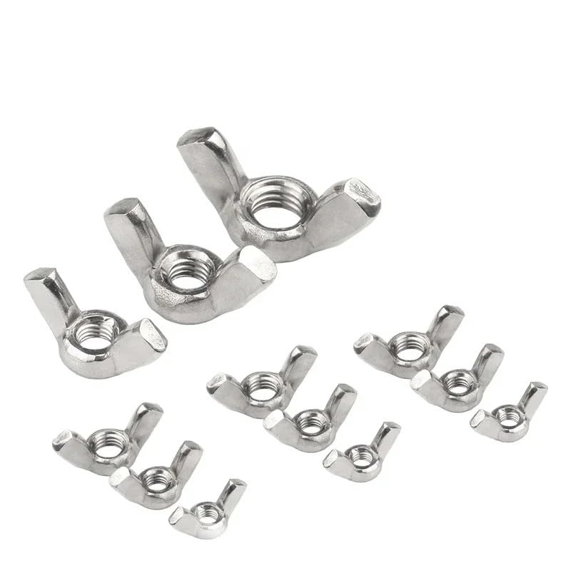 Wing Nuts 50Pcs Wing Nuts M6 M8 M10 Stainless Steel Tighten Hand a Nut Butterfly Nut Ingot(M6)