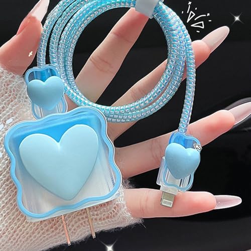 Protector de cargador para que no se rompa el cable de datos USB de iPhone 13 14 azul 5