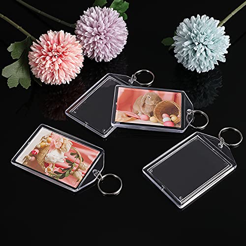 Image of Hicarer Acrylic Photo Insert Keychain 2 x 3 Inch Double Sided Blank Picture Keyring DIY Custom Personalized for Women Men