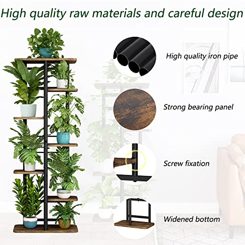 Image of LINZINAR Plant Stand 7 Tier 8 Potted Multiple Flower Pot Holder Shelf Indoor Outdoor Planter Rack Storage Organizer for Patio Garden Corner Balcony Living Room (7 Tier-8 Potted, Black)