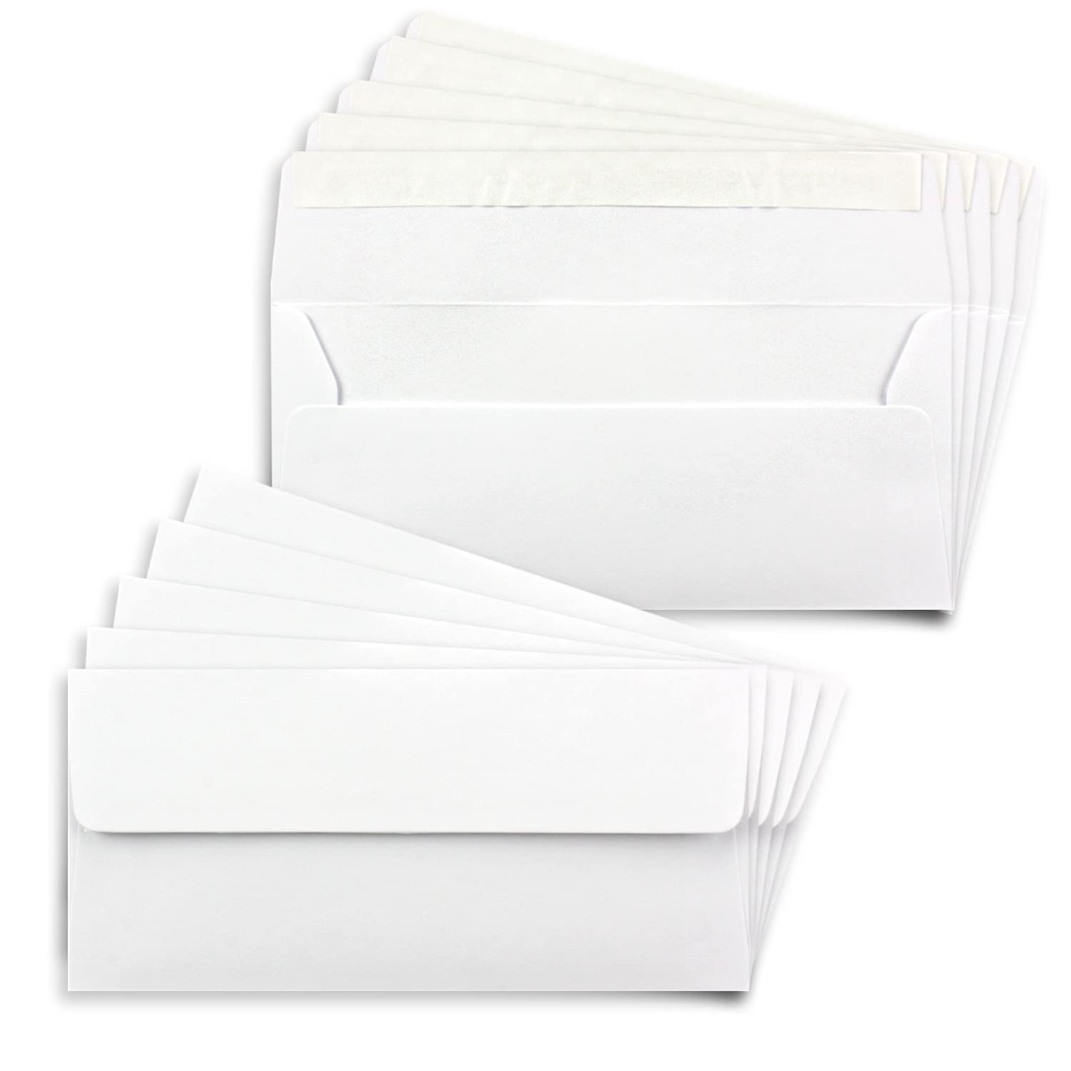 1000 x kopert DIN podłużnych w kolorze białym z samoprzylepnym zaklejaniem - 11 x 22 cm - 100 g/m² - koperta idealna do listów i zaproszeń