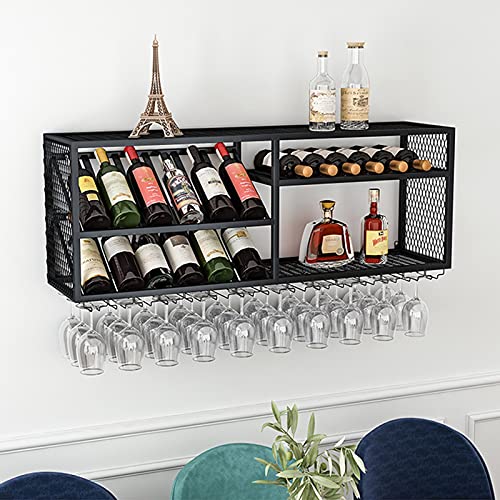 Rangement bar à domicile : casier à vin en fer forgé pour verres et bouteilles - 4