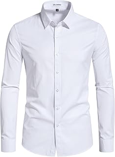 Men's Dress Shirts Stain Shield Stretch Slim Fit Shirts Wrinkle-Free Formal Business Button Down Shirt - Buy now