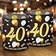 12 Windlicht Tischdeko 40. Geburtstag, Schwarz Gold, Schön Dass Du Da Bist, Für Teelichter Oder Kerzen, Happy Birthday Dekoration