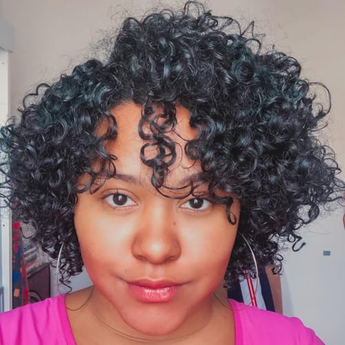 POSHANCE Kinky Curly 10 Inch Human Hair Wigs for Black