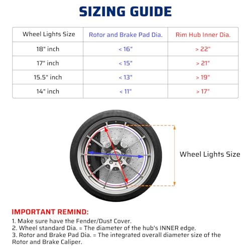 Image of Ehaho 14 inch-18 inch Super Bright Double Row Pure White Wheel Lights, Wheel Ring Lights with Remote Control and Turn & Braking Signal Compatible with Various Trucks SUV Car（4PCS）