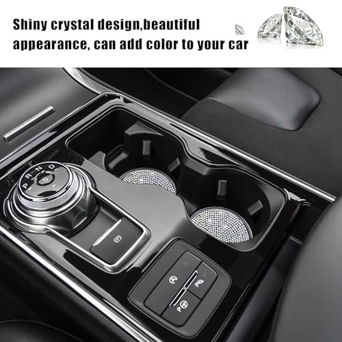 Image of Ziciner 2PCS Bling Car Cup Holder Coaster, 2.73 Inch Anti-Slip Cup Insert Coasters, Crystal Rhinestone Auto Drink Cup Mat, Universal Interior Decor Car Accessories for Women Girls (AB)