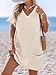 CUPSHE Swimsuit Coverup for Women Waffle Knit V Neck Short Sleeve Beach Coverup Dress with Pockets Beige, M
