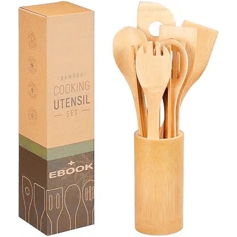 Set d'Ustensiles de Cuisine en Bambou - 8 Pièces Cover