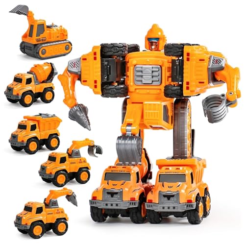 Kidology 5-in-1 Robot Toy & Action Figures Set – STEM Building Truck Toys with Robotic Construction Vehicles DIY Toy for Boys & Girls Birthday Gift Kids Ages 3+