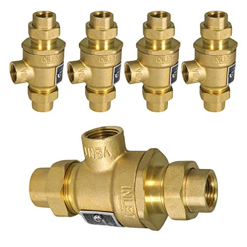 Image of Midline Valve 190U012-5 Backflow Preventer Valve for Hydronic Heating Applications; 1 /2 in. FIP Connections; Cast Iron (5 Pack), brass