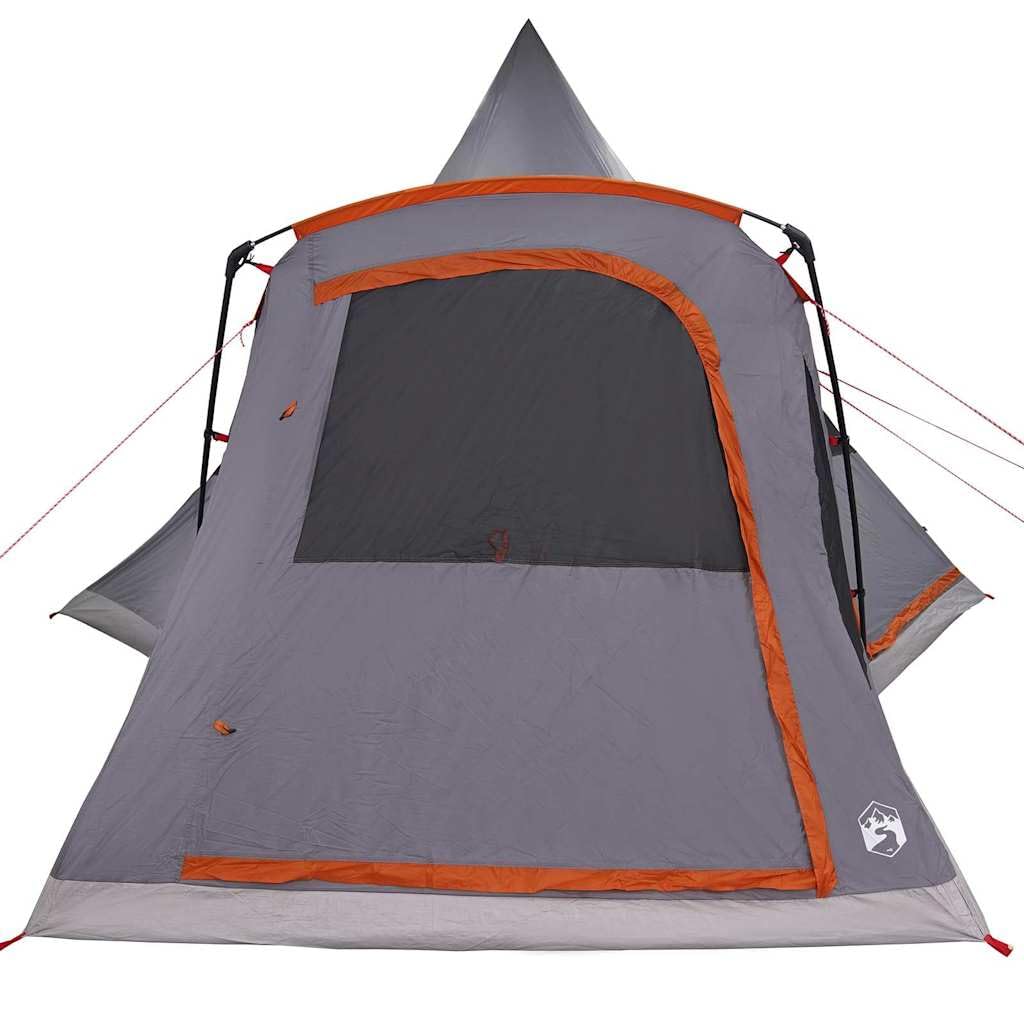 Teepee Zelt mit Dach in Grau und Orange 545 x 450 x 295 cm, Familienzelt für Camping mit Raumteiler, wasserfestes 185T Polyester Material, inklusive Stahlstangen Sport & Freizeit