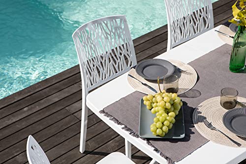 Table de jardin rectangulaire Oliver blanche 158x78cm - 7