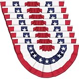 Tegeme 2 X 4 Feet American Flag Patriotic Bunting Outdoor 250Th Anniversary Pleated Fan Flag 4Th Of July Decoration Half Fan Bunting Flags With Canvas Header Metal Grommets For Yard Decor (8 Pcs)