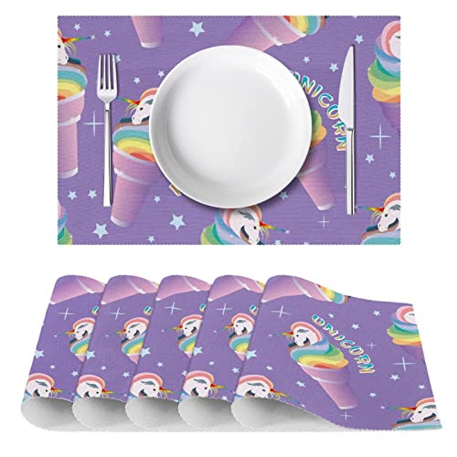 Set de table licorne violet glacé antidérapant résistant chaleur salle à manger - 3