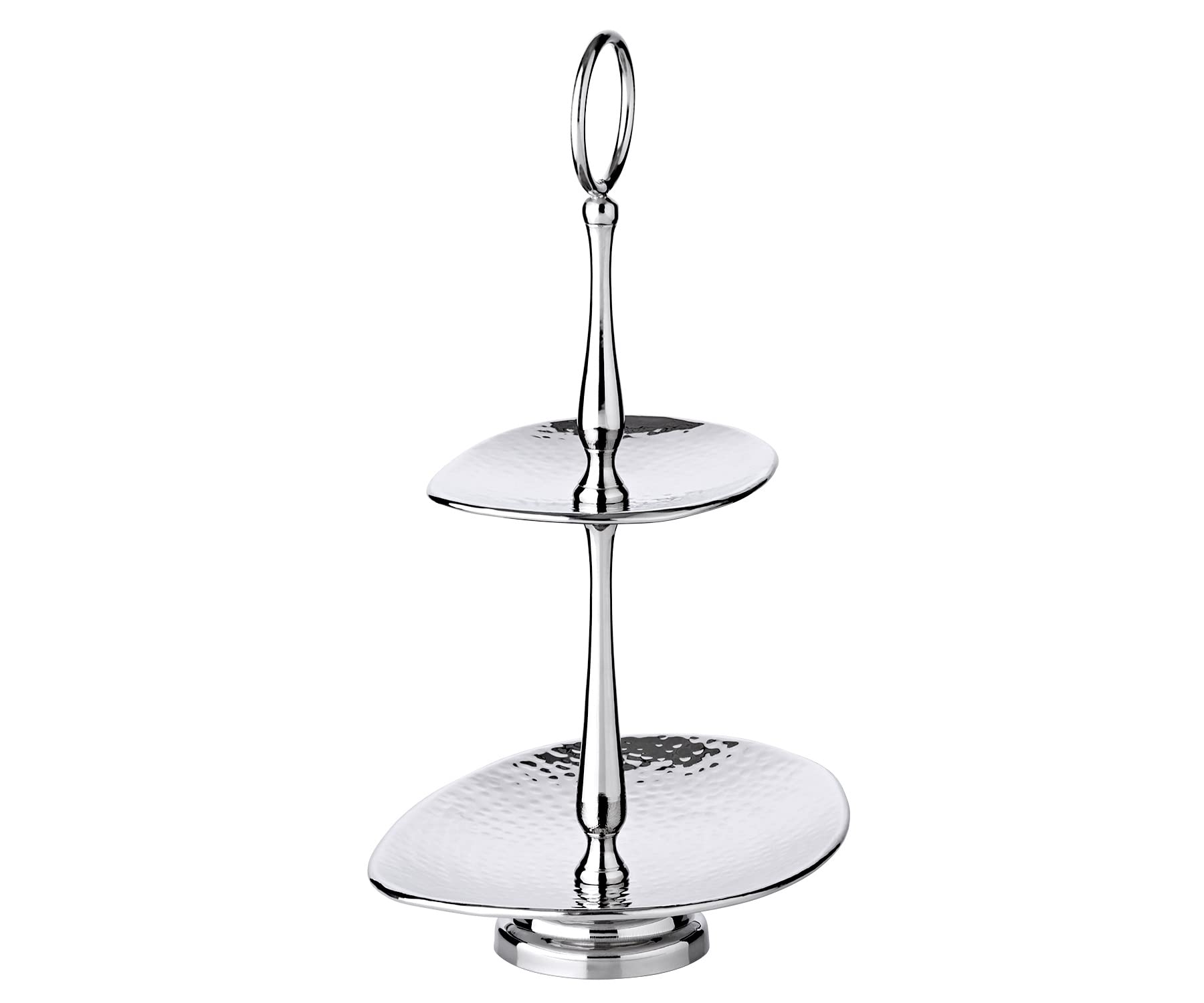 EDZARD Présentoir à gâteaux Gulf, 2 niveaux, ovale, acier inoxydable, martelé, hauteur 34 cm