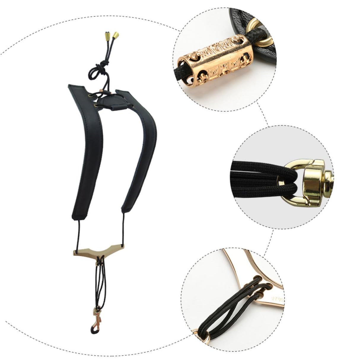 Abaodam Cinturino per Sassofono in Pelle e Nylon, Doppia Spalla Distribuzione Uniforme del Peso, Supporto Resistente e Regolabile per Musicisti Stili multipli