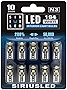 SIR IUS LED 194 LED Bulbs Extremely Super Bright 3030 Chipset for Car truck Interior Dome Map Door Courtesy Marker License Plate Lights Compact Wedge T10 168 2825 Xenon White Pack of 10