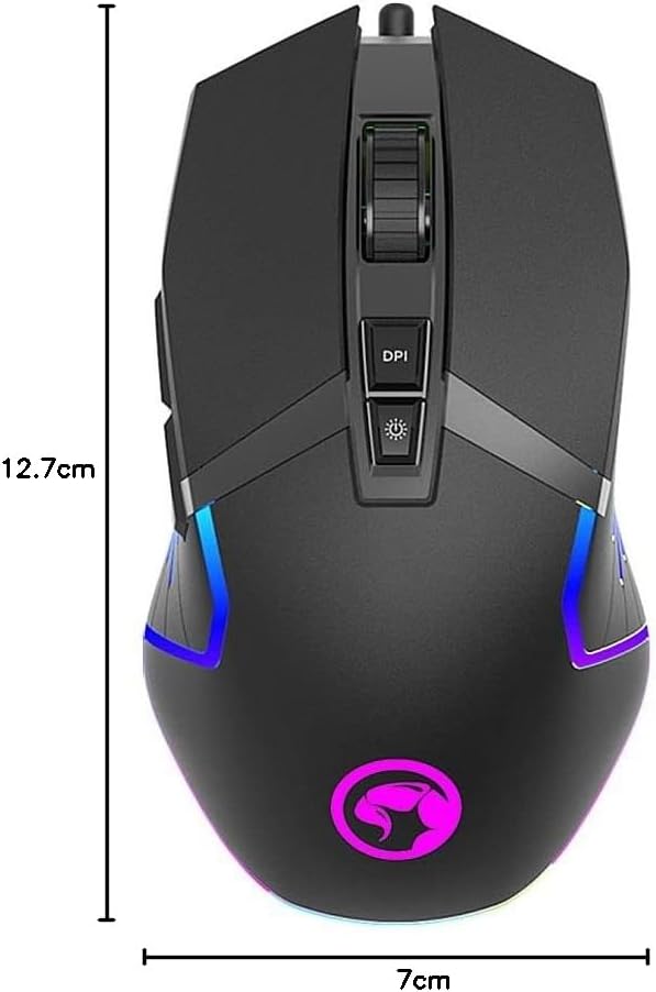 Top-down view of the MARVO G941 Gaming Mouse with dimensions indicated: 12.7 cm length and 7 cm width.