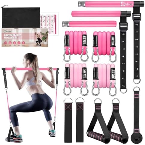 Pilates Bar Kit with Resistance Bands,Pilates Bar with Stackable ...