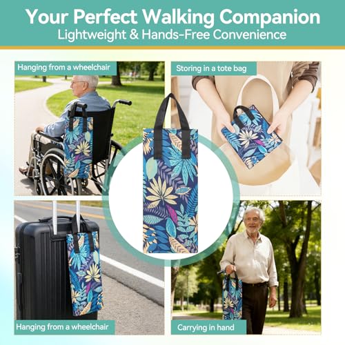 Dr.sendesi Portable Folding Cane Storage Bag, Flower Protective Bag for Walking Canes & Crutches, Lightweight Oxford Fabric, Weatherproof Walking Cane Accessories for Elderly & Disabled (Green)