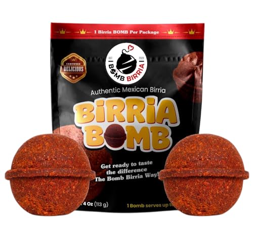 Authentic Birria Bombs - LARGE 2 pack by Bomb Birria - The Best Authentic Mexican Spice Mix for Birria Plates, Tacos, Quesabirrias, Tortas, Nachos, Burritos and much more – Made with Real Spices, Herbs, and Chiles for Quick and Flavorful Meals Just add water, meat and 1 Birria Bomb- Made in USA- No Additives or Preservatives