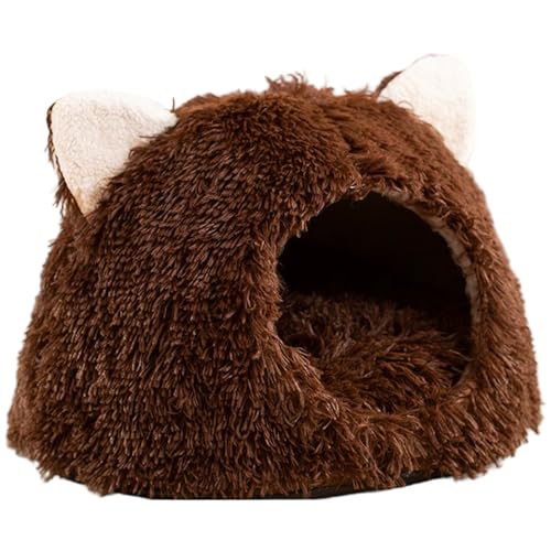 Cama de Gato con Capucha Redondo Suave Suave y cálido, acogedora Cama de Cueva de Gato con cojín extraíble e Inferior Antideslizante para Invierno Interior, 15.8x15.8in
