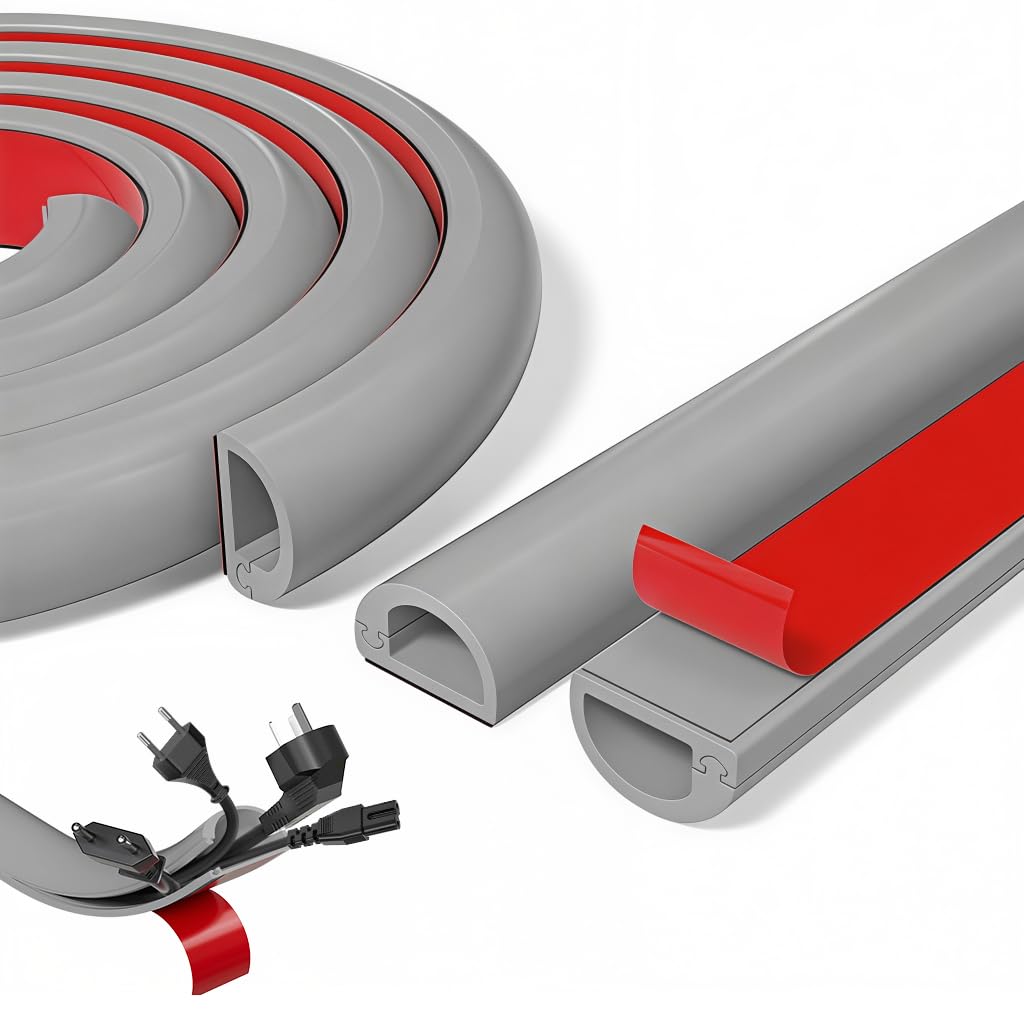 Serplex® PVC Cord Cover 6.6ft /78'' Self Adhesive Floor Cord Hider Wall Wire Holder Hider Cuttable Soft PVC Floor Cord Hider Flexible Wire Cover Reuseable Cord Cover with Side Open Design-image-34