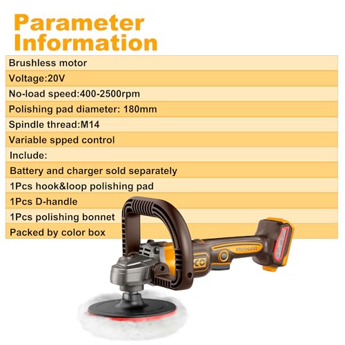 INGCO 20V M14 Lithium-Ion Rotary Polisher 180mm (Body Only) Cordless 3IN1 Polisher Buffer and Sander 400-2500RPM for Base for Car Detailing Polish Buffing Sanding DIY APLI2018 6 INGCO 20V M14 Lithium-Ion Rotary Polisher 180mm (Body Only) Cordless 3IN1 Polisher Buffer and Sander 400-2500RPM for Base for Car Detailing Polish Buffing Sanding DIY APLI2018 - Image 6